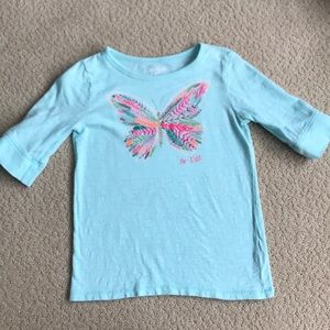 Lt green butterfly top, Girls size 7